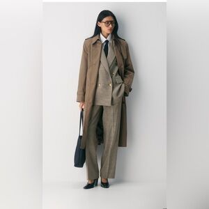 Aritzia Brown Check Effortless Pant